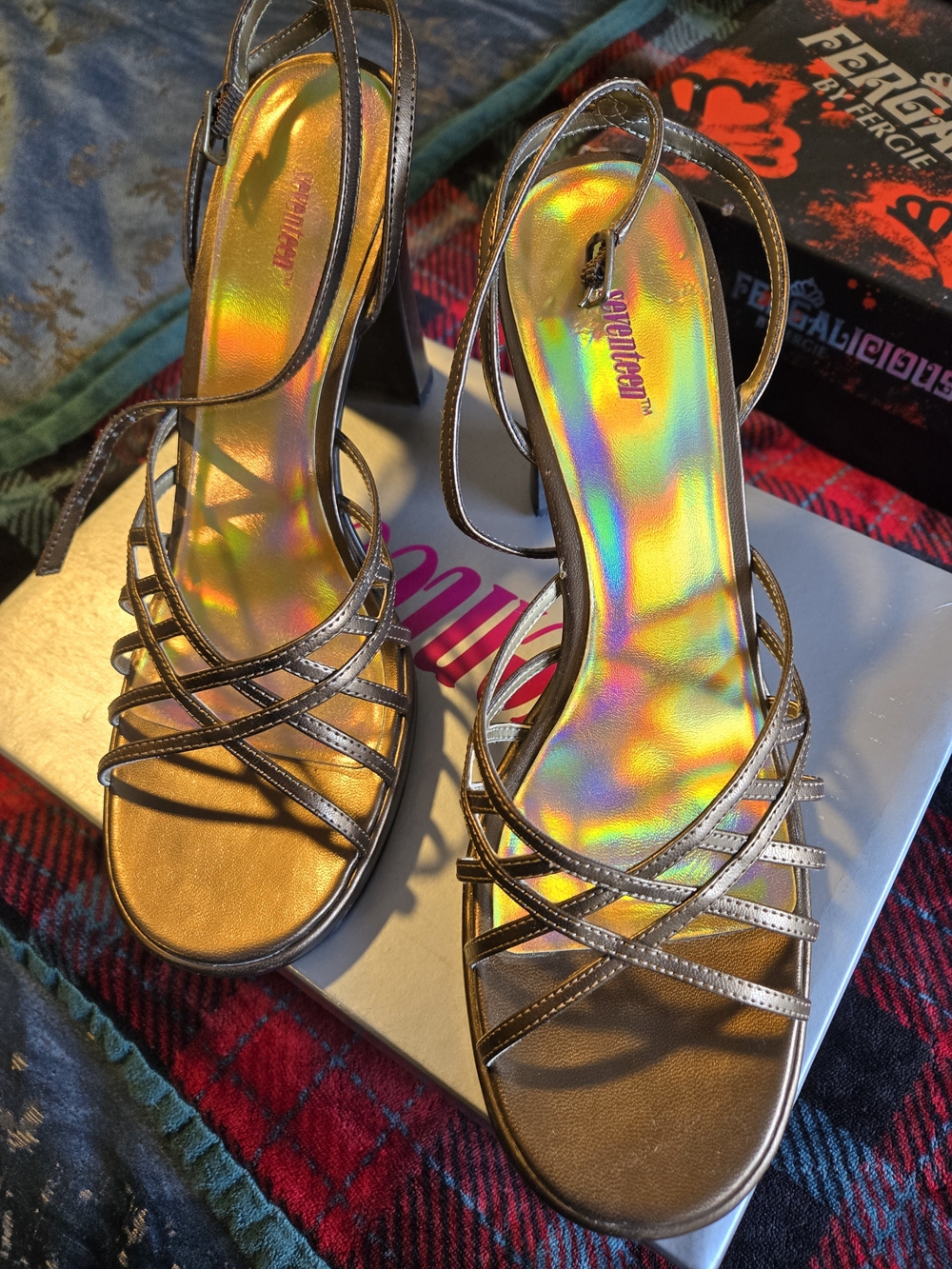 Secenteen Bronze Strappy Platform Heels